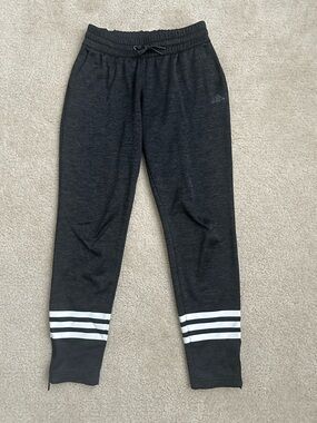 adidas Black climawarm Joggers with White Triple Stripe Hem